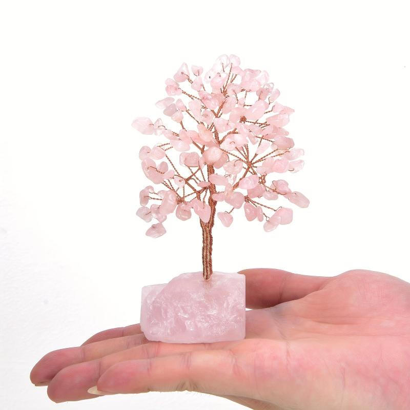 Pink Rose Quartz Crystal Tree Copper Wire Chakra Tree