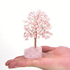 Pink Rose Quartz Crystal Tree Copper Wire Chakra Tree