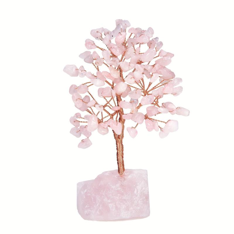 Pink Rose Quartz Crystal Tree Copper Wire Chakra Tree