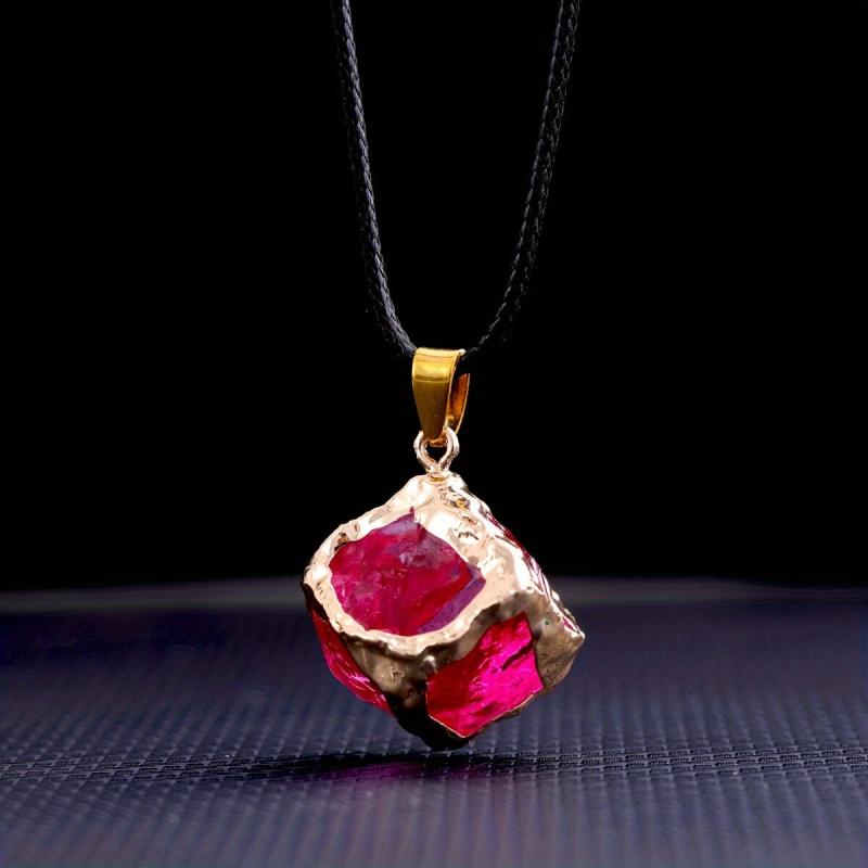 Stained Glass Square Necklace Crystals Meditation Reiki Energy Pendant