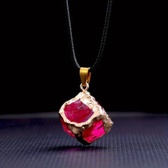Stained Glass Square Necklace Crystals Meditation Reiki Energy Pendant