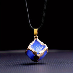 Stained Glass Square Necklace Crystals Meditation Reiki Energy Pendant