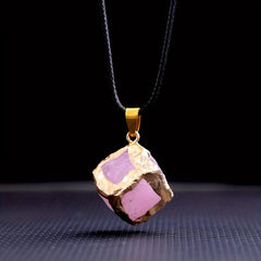 Stained Glass Square Necklace Crystals Meditation Reiki Energy Pendant