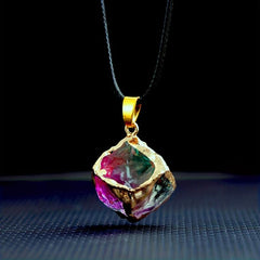 Stained Glass Square Necklace Crystals Meditation Reiki Energy Pendant