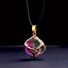 Stained Glass Square Necklace Crystals Meditation Reiki Energy Pendant