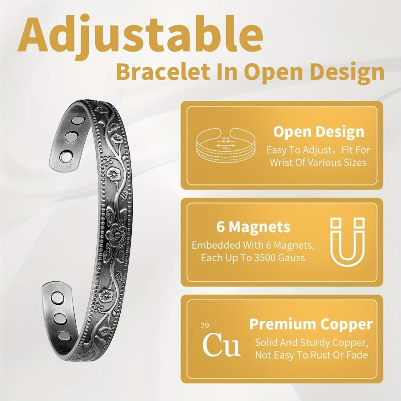 Copper Bracelet Magnetic with 6X Strength Magnets Adjustable Size