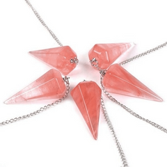 Hexagonal Healing Crystal Pendant Pendulum Natural Stone Quartz Gemstone Pointed