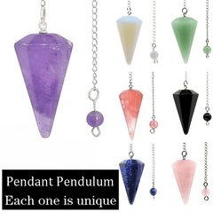 Hexagonal Healing Crystal Pendant Pendulum Natural Stone Quartz Gemstone Pointed