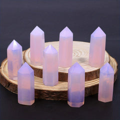 Pink Opal Crystal Tower Obelisk Mineral Specimen for Home Decor Office
