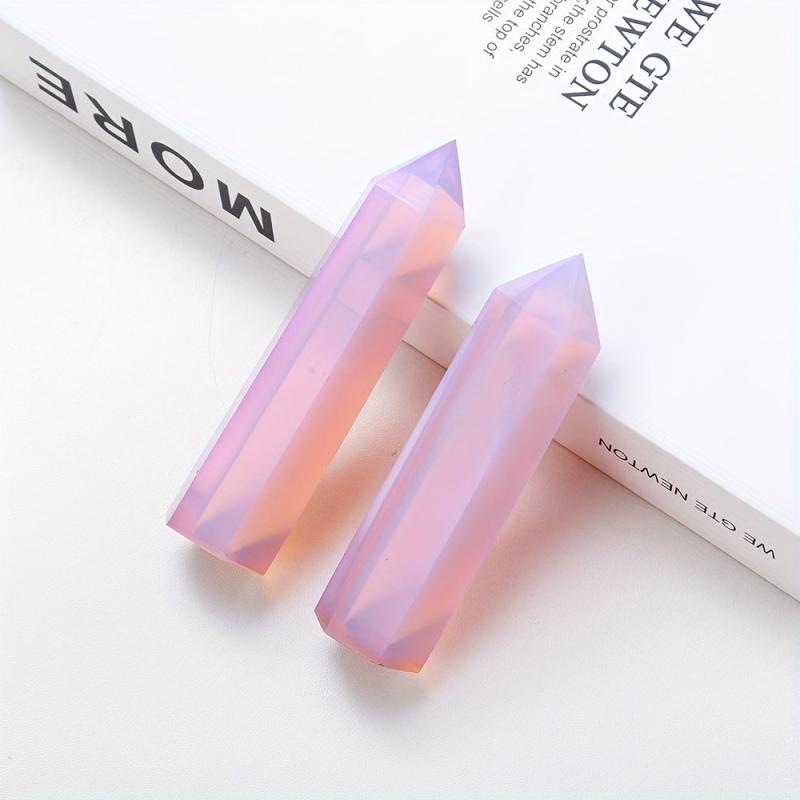 Pink Opal Crystal Tower Obelisk Mineral Specimen for Home Decor Office