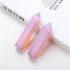 Pink Opal Crystal Tower Obelisk Mineral Specimen for Home Decor Office