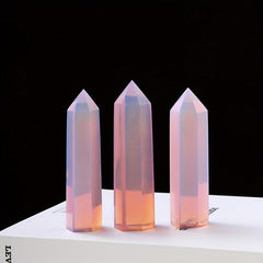 Pink Opal Crystal Tower Obelisk Mineral Specimen for Home Decor Office