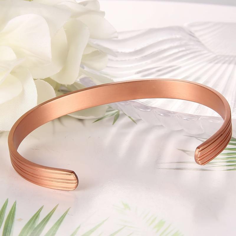 Copper Magnetic Bangle Cuff Bracelet 3500 Gauss Adjustable for Women and Men
