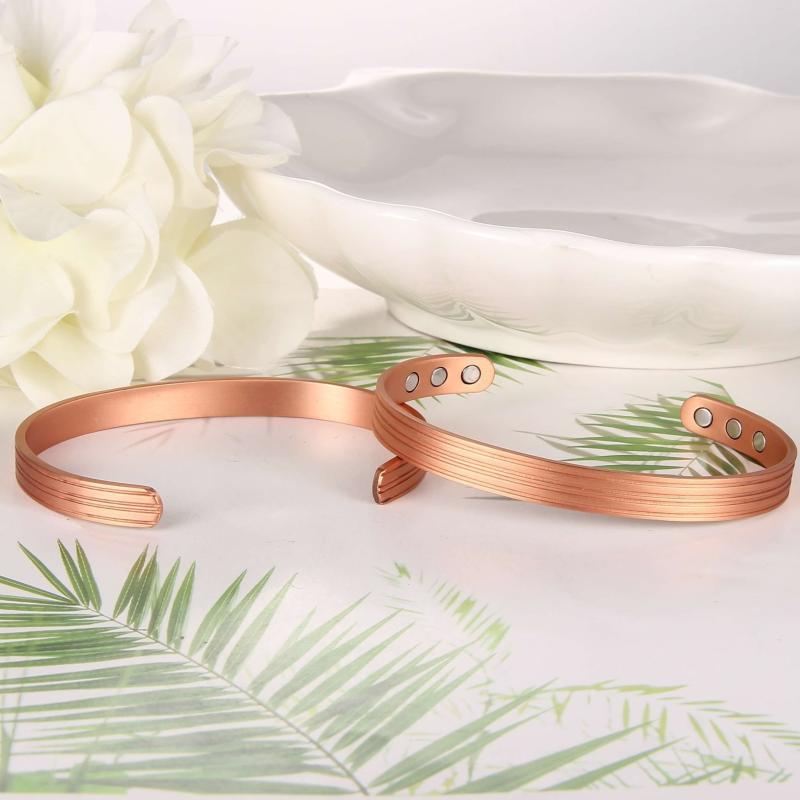 Copper Magnetic Bangle Cuff Bracelet 3500 Gauss Adjustable for Women and Men