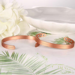 Copper Magnetic Bangle Cuff Bracelet 3500 Gauss Adjustable for Women and Men