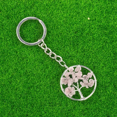 Natural Crystal Tree Of Life Keychain Raw Stone Woven Pendant
