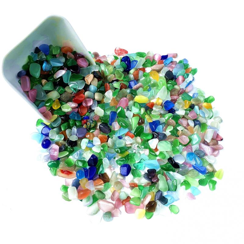 100g 200g Natural Cat's Eye Stone Crystal Chips Polished Stones
