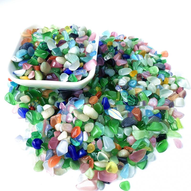 100g 200g Natural Cat's Eye Stone Crystal Chips Polished Stones
