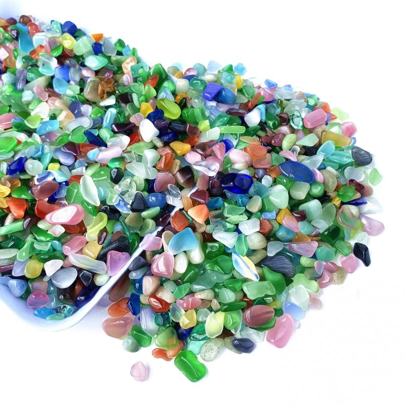 100g 200g Natural Cat's Eye Stone Crystal Chips Polished Stones