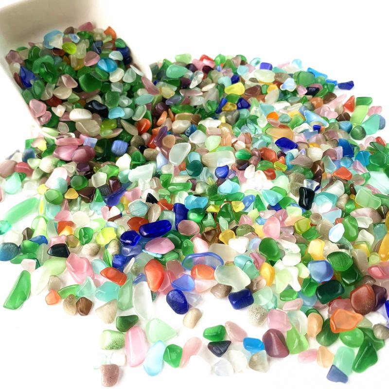 100g 200g Natural Cat's Eye Stone Crystal Chips Polished Stones