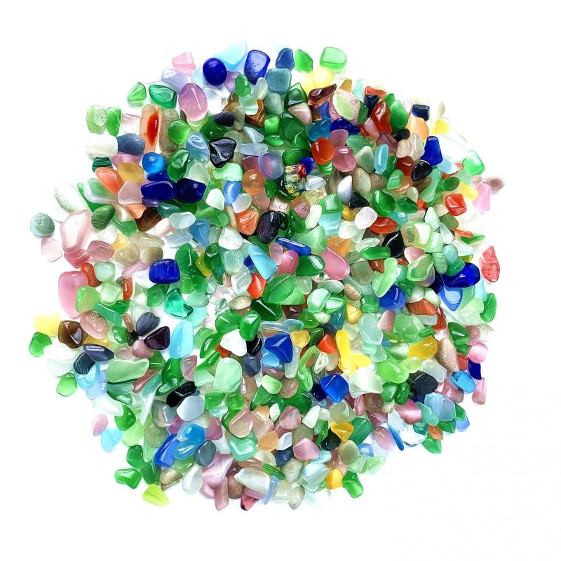 100g 200g Natural Cat's Eye Stone Crystal Chips Polished Stones