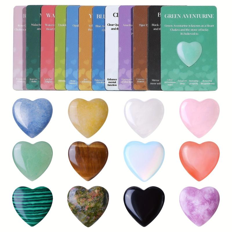 1pc Heart Shaped Crystals Set Love Gemstones With Introduction And Greeting Card
