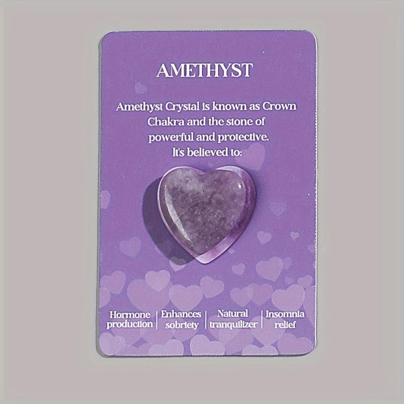 1pc Heart Shaped Crystals Set Love Gemstones With Introduction And Greeting Card