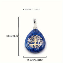 Life Tree Water Drop Crystal Pendant Necklace