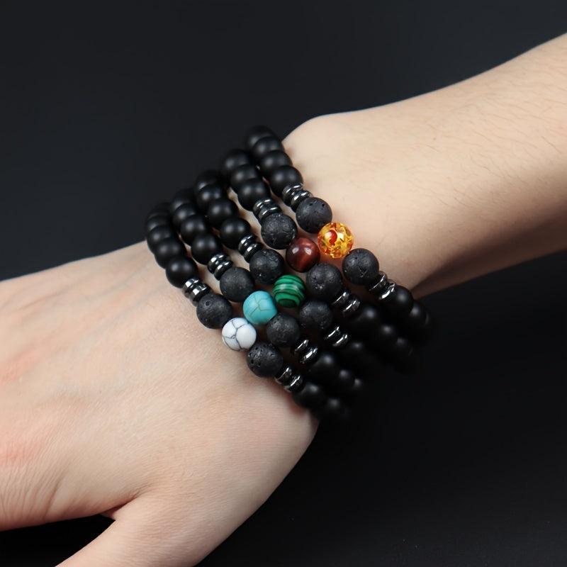 Frosted Stone Stretch Bead Bracelet Energy Yoga Meditation Bangle