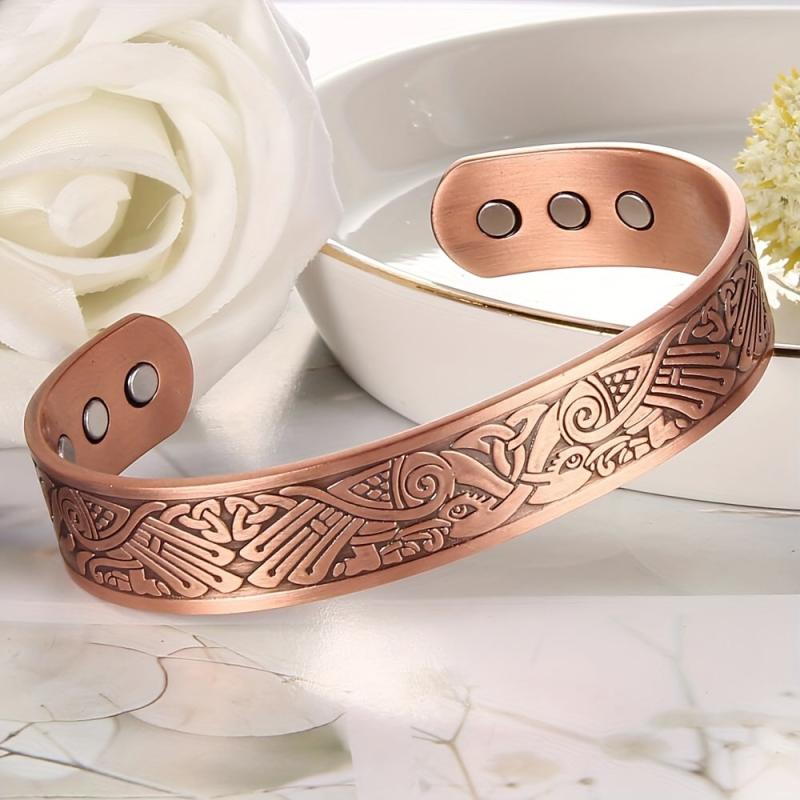 Magnetic Copper Bracelet Cuff for Men with Pure Copper Bangle