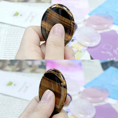 2PCS Tiger's Eye Amethyst Thumb Stones Oval Shaped Crystal