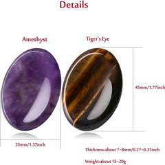 2PCS Tiger's Eye Amethyst Thumb Stones Oval Shaped Crystal