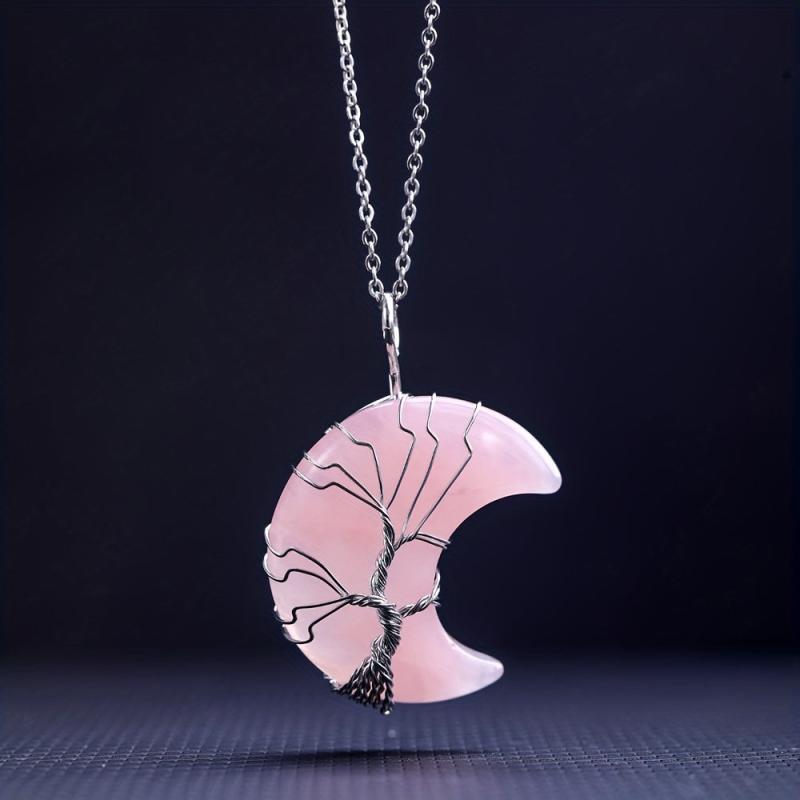 Rose Quartz Necklace Healing Crystal Pendant Adjustable Energy Jewelry