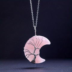 Rose Quartz Necklace Healing Crystal Pendant Adjustable Energy Jewelry
