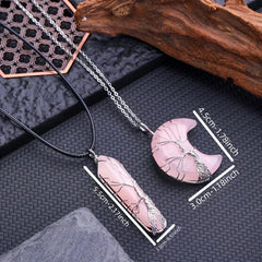 Rose Quartz Necklace Healing Crystal Pendant Adjustable Energy Jewelry