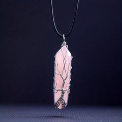 Rose Quartz Necklace Healing Crystal Pendant Adjustable Energy Jewelry