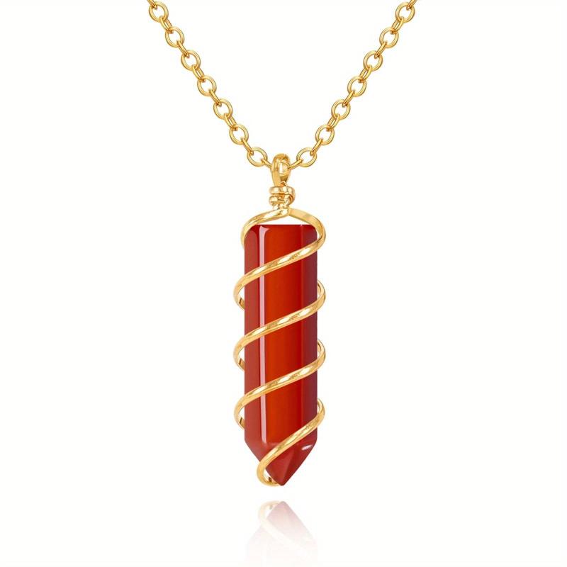 Rose Quartz Hexagonal Stone Pendant Necklace