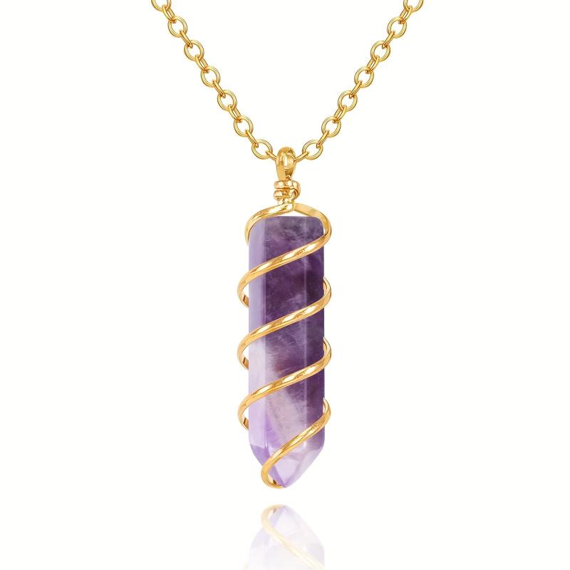 Rose Quartz Hexagonal Stone Pendant Necklace