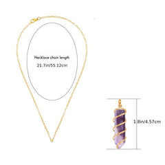 Rose Quartz Hexagonal Stone Pendant Necklace