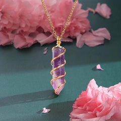 Rose Quartz Hexagonal Stone Pendant Necklace