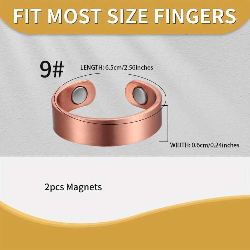 Adjustable Magnetic Copper Rings for Men Women, 2pcs Set