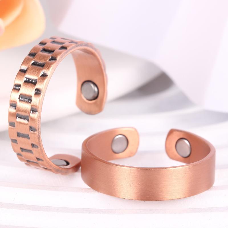 Adjustable Magnetic Copper Rings for Men Women, 2pcs Set