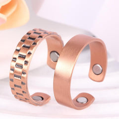 Adjustable Magnetic Copper Rings for Men Women, 2pcs Set