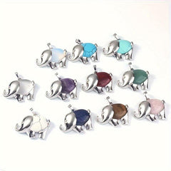 Elephant Denier Ellipse Crystal Pendant Necklace