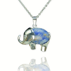 Elephant Denier Ellipse Crystal Pendant Necklace