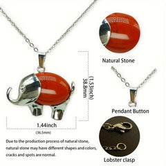 Elephant Denier Ellipse Crystal Pendant Necklace