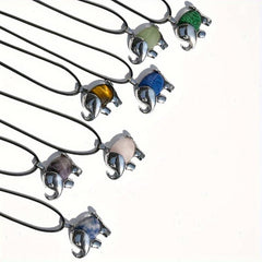 Elephant Denier Ellipse Crystal Pendant Necklace