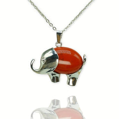 Elephant Denier Ellipse Crystal Pendant Necklace