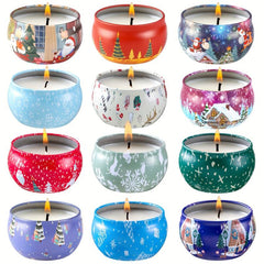 12pcs Christmas Scented Candles Set Soy Wax Aromatherapy Gift