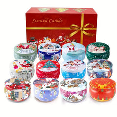 12pcs Christmas Scented Candles Set Soy Wax Aromatherapy Gift